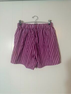 Striped Pink & purple Women's Elastic-Waist Shorts